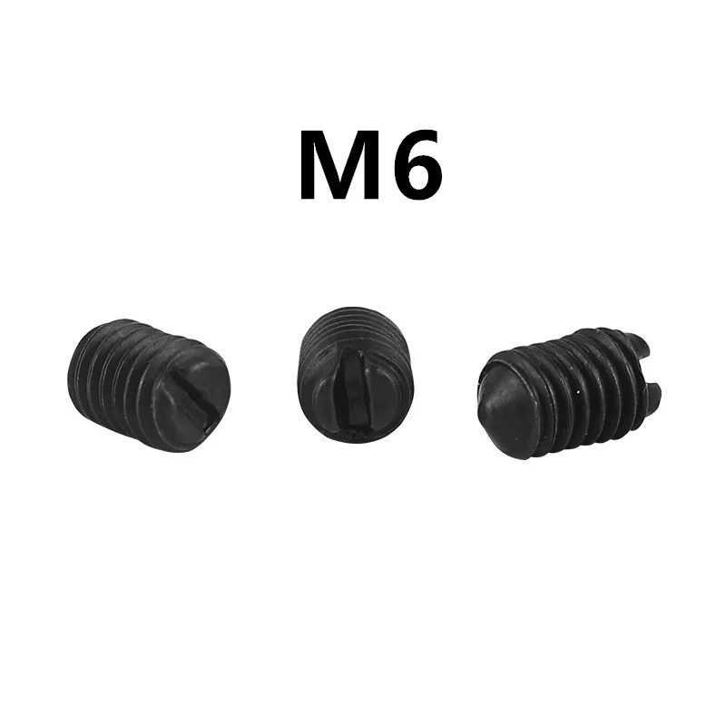 

100/200PCS M6x6/8/10/12/16/20/25/30mm GB71 DIN553 Black Carbon Steel slotted set screw with cone point