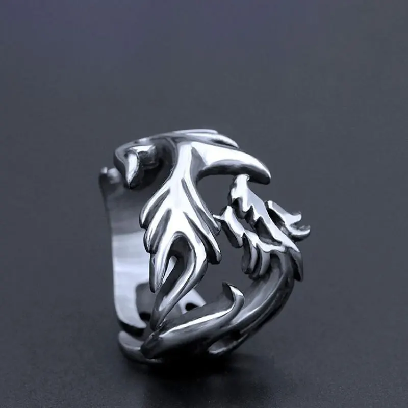 Creative Opening Dragon Ring Men\'s Personality Retro Domineering Dragon Ring Punk Style Hip Hop Rock Party Jewelry