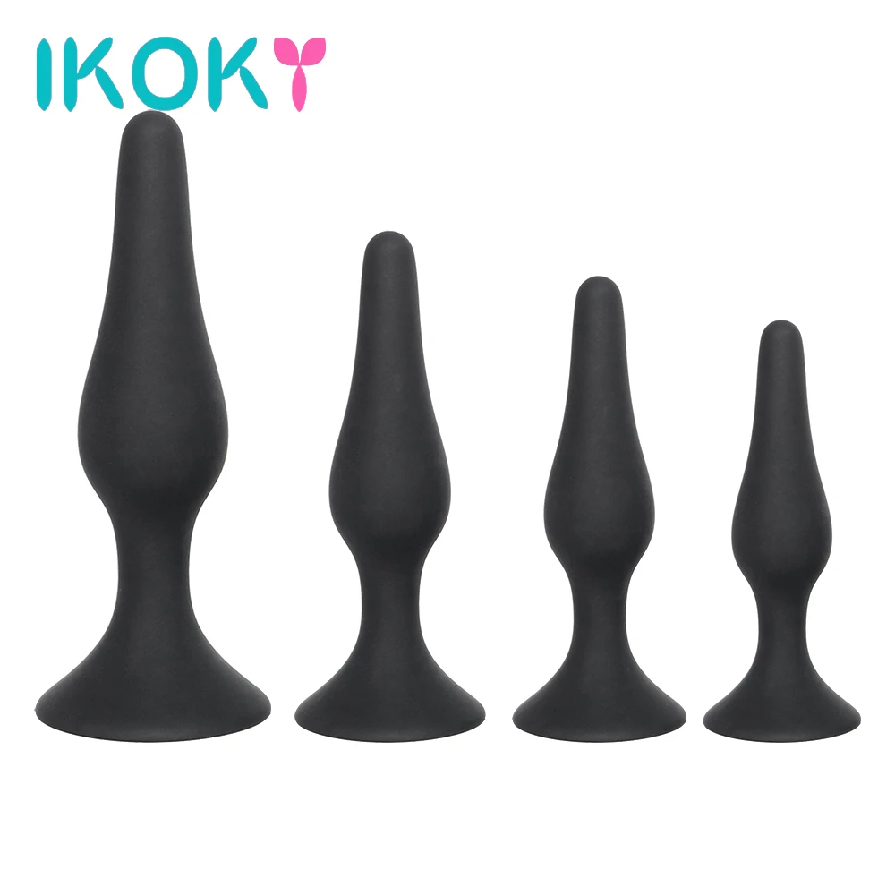 IKOKY Black Butt Plug for Beginner Erotic Toys Silicone Anal Plug Adult Products Anal Sex Toys for Men Women Prostate Massager