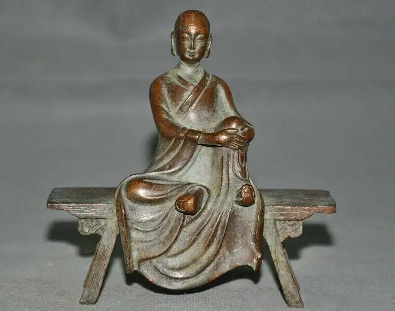 old Tibetan Buddhism bronze Jizo Ksitigarbha Bodhisattva Tang Monk Buddha Statue