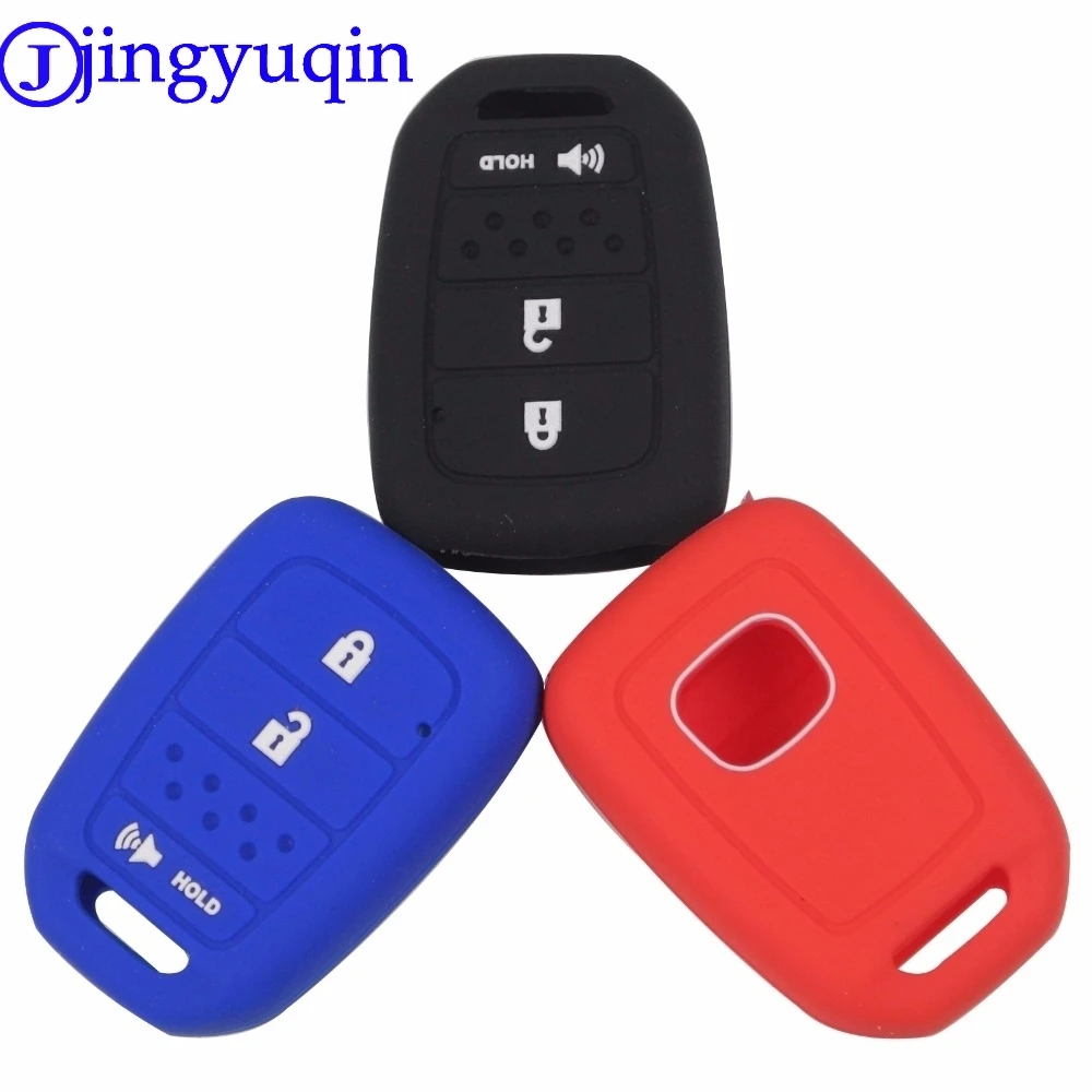 jingyuqin 3 Buttons Silicone Car Key Fob Cover Case Shell For Honda HRV / Accord New Fit Remote With Hold