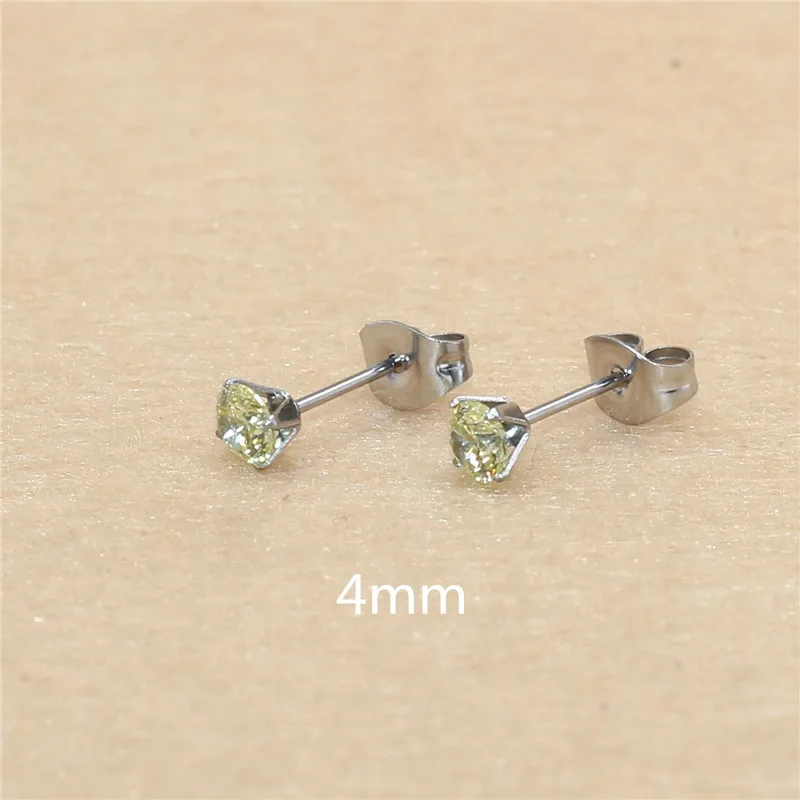1 Paar Lemonyellow Hypoallergene Edelstahl-Ohrstecker mit AAA-Zirkonia, CZ-Knochenohrstecker-Set für Damen und Herren, 2-8 mm – Detail 12