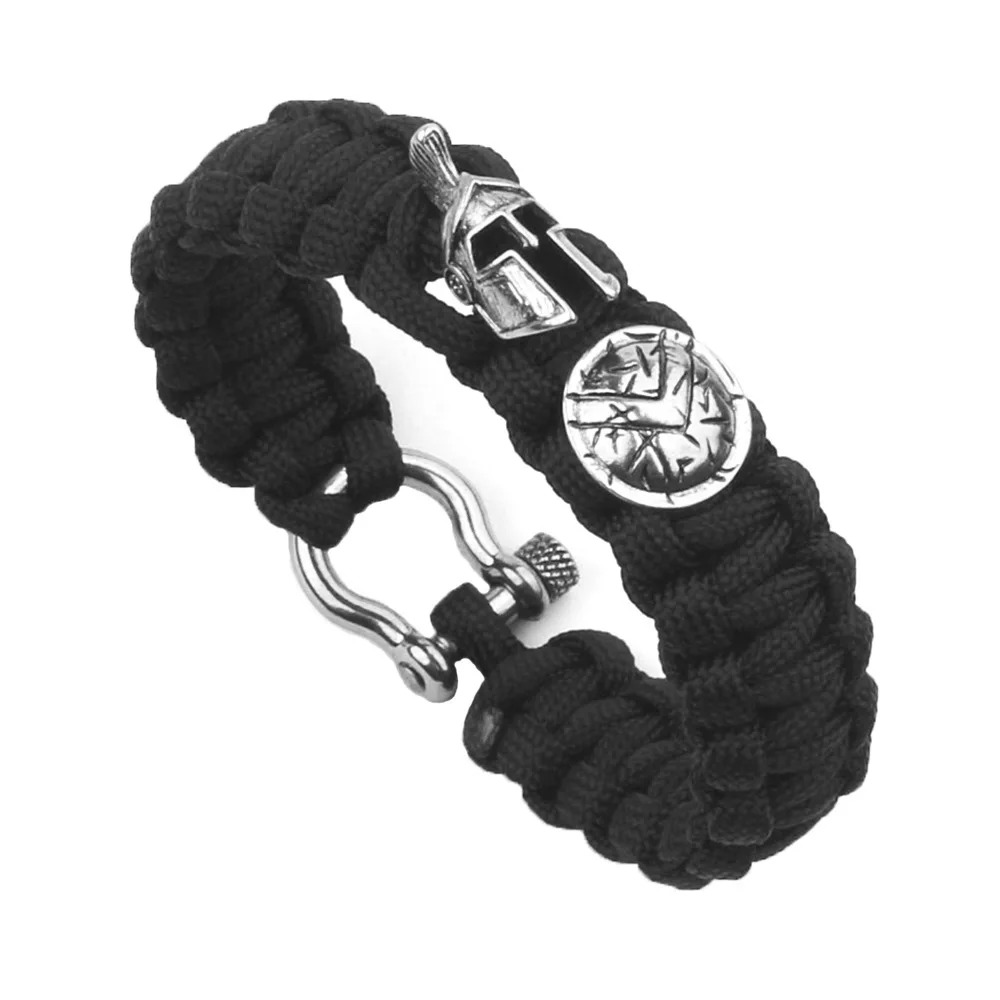 Wilderness Life-Saving Survival Bracelet Seven-core Umbrella Rope Bracelet Fashion Retro Spartan Helmet Shield Bracelets for Men