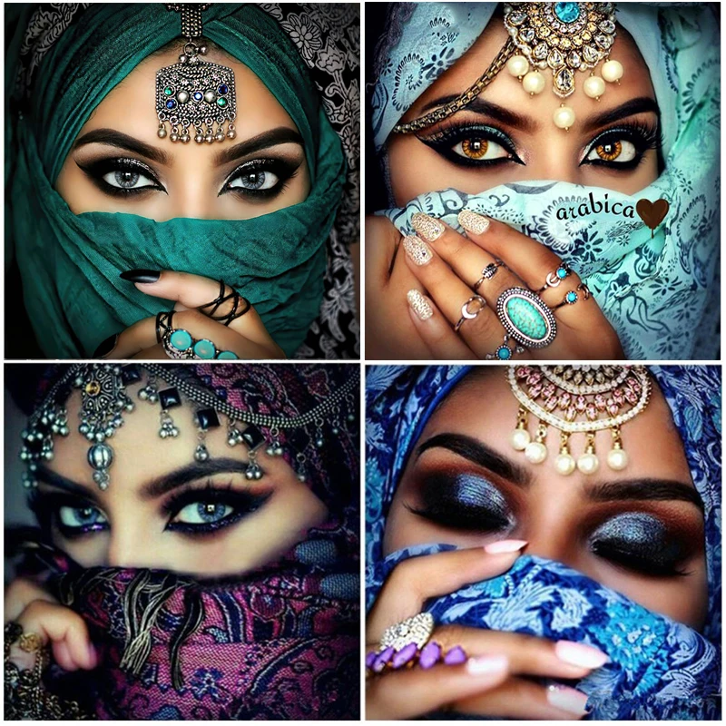 Beautiful Big Eyes Arabian Islamic Women Poster Canvas Print Indian Girl Decorative Painting Wall Art Figure Picture Room Decor