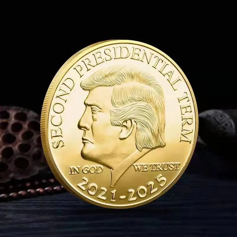 US Donald Trump Gold Commemorative Coin 'Second Presidential Term 2021-2025 IN GOD WE TRUST' Collectible Decorative Coins 2017