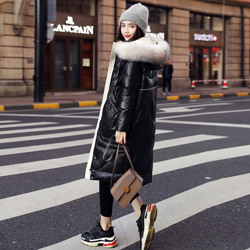 

Women Coat 2020 Winter Duck Down Jacket Woman Hooded Warm Raccoon Fur Collar Korean Doudoune Femme Hiver Q XM9217 KJ2775