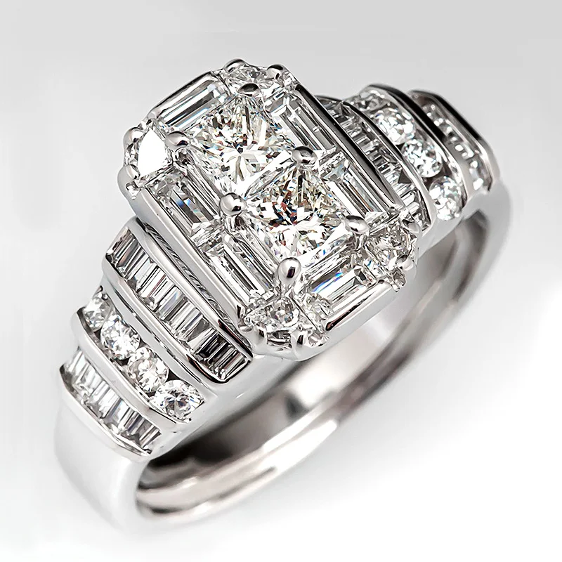 

Huitan 2021 New Trendy Women Wedding Rings Brilliant Cubic Zirconia Bling Bling Engagement Jewelry Gorgeous Anniversary Gifts
