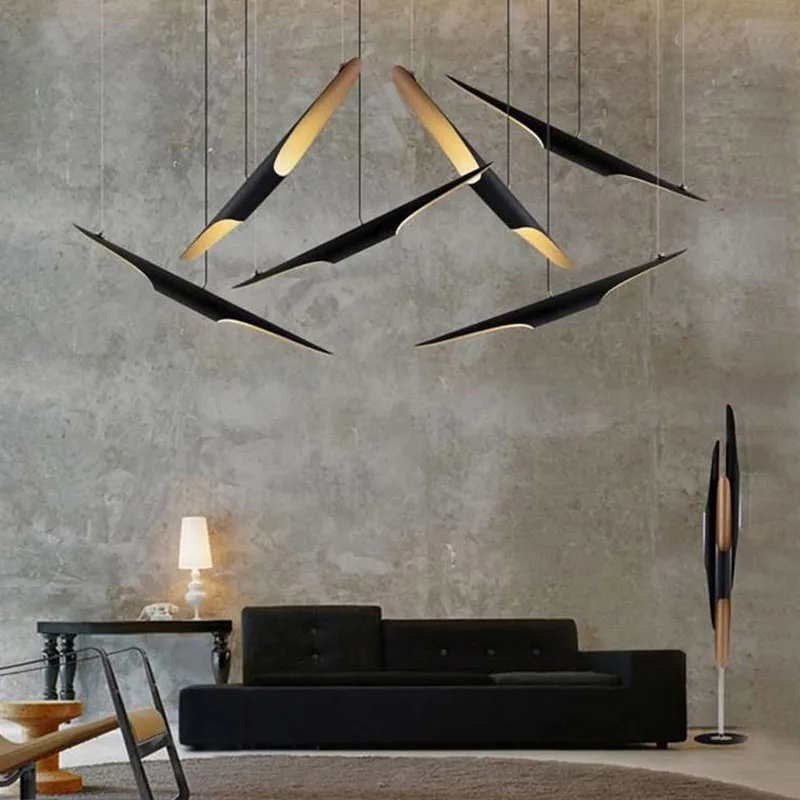 

Post modern black pendant light simple restaurant bamboo tube pendant light store bedroom creative stairs pendant light