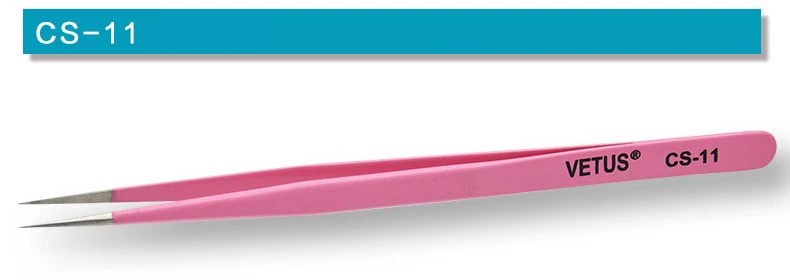 100% VETUS Original Pinzette für Wimpern Extensions Nail art Tipps Nipper-Tool Edelstahl Hyperfein Hohe Präzision – Detail 11
