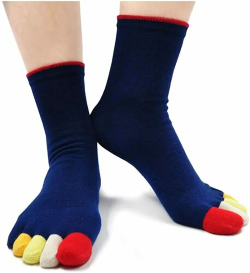 5 Pairs Casual Mans Five Finger Socks Solid Breathable Cotton Business Colorful Toes Deodorant Split Toe Socks Male Fashions