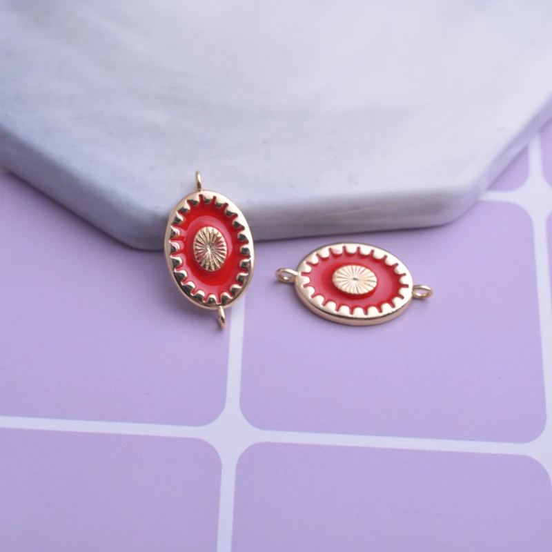 12 Stück 9*17mm Hochwertige Goldfarbene Verbindungsstücke aus emailliertem Kupfer in Ellipsenform für die Herstellung von DIY-Schmuck, Armbändern und Ohrringen – Detail 8