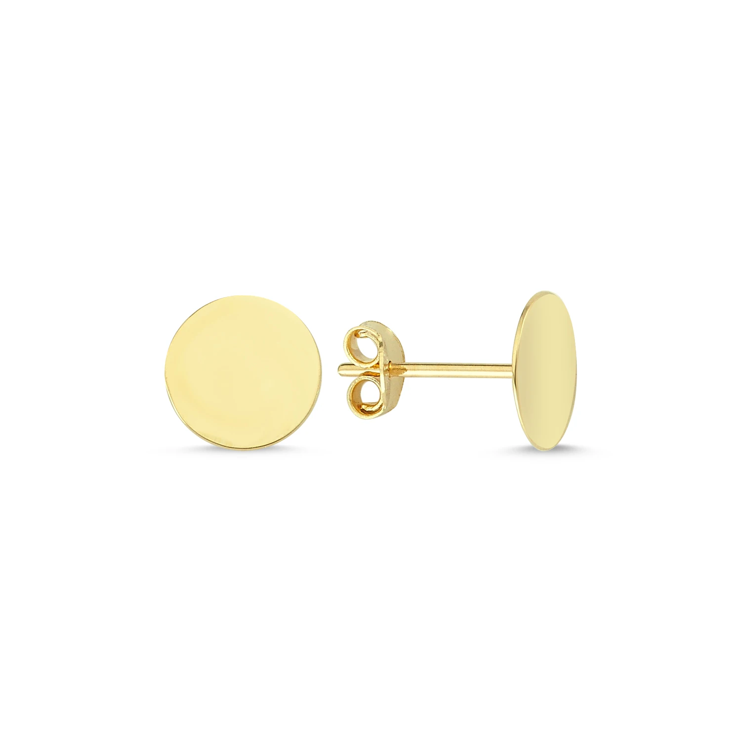 14K Real Gold Mini Circle Stud Earrings