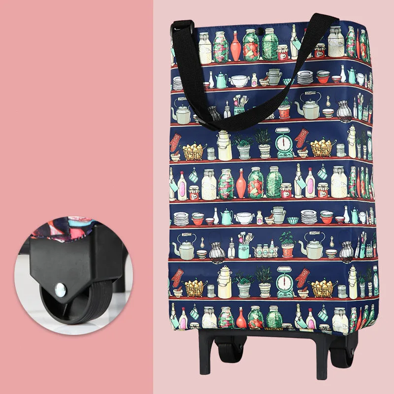 Buy Vegetables Bag Shopping Bags Tug Package Small Pull Cart Shopping Food Organizer Trolley Bag Folding Portable Wheels Bags