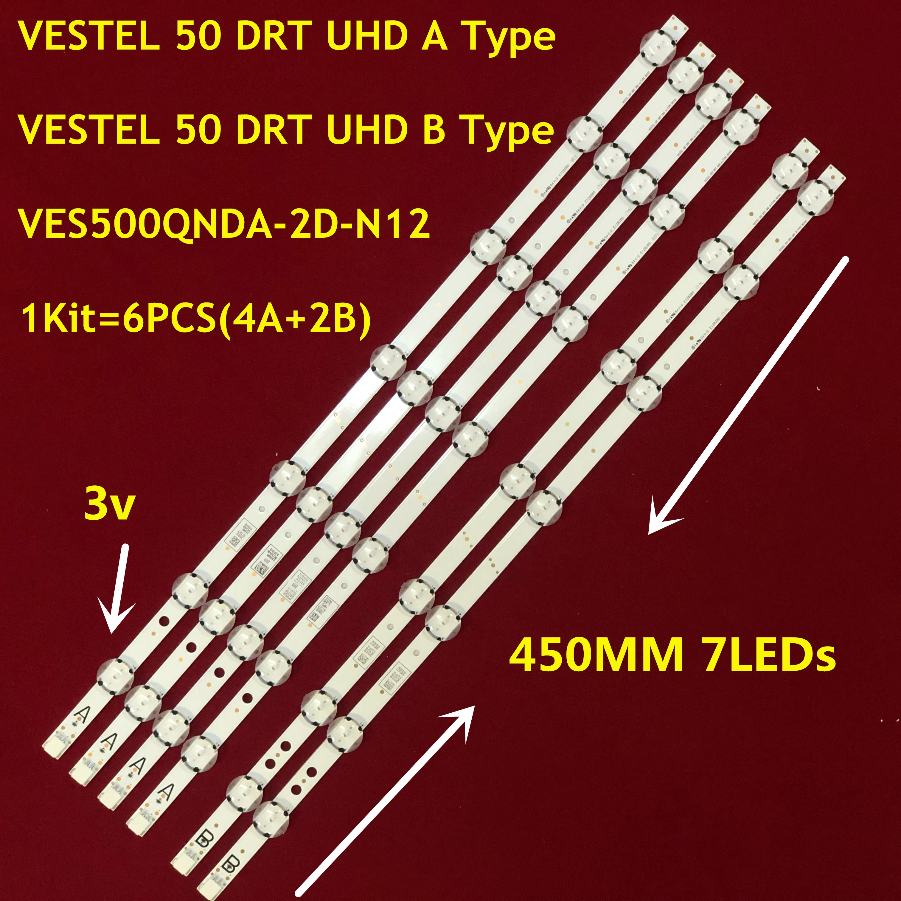 

New 20Set LED Strip for VESTEL 50'' DRT UHD A/B-TYPE VES500QNDC-2D-N11 N12 50UD6300 50HK15T74U 50HK6T74U 50VL5A63DB 50U6863DB