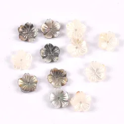 5pcs Beige/Grey Flower Texture Curved Natural Mother Of Pearl Shell Beads For Jewelry Making Earring Diy Accessories 10mm tr0388