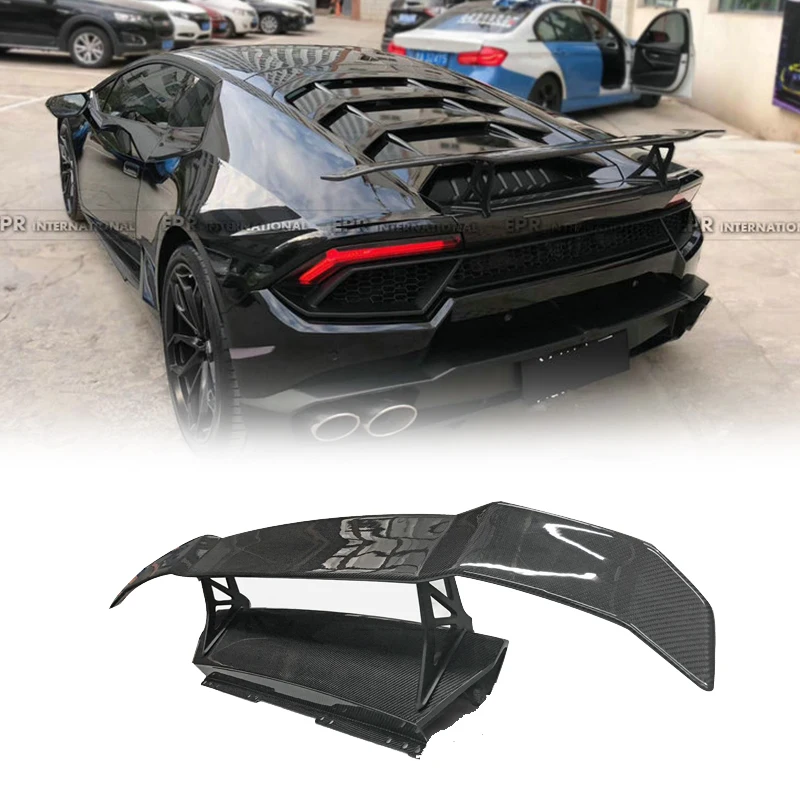 For Lamborghini Hurcan LP580/610-4 Vor Style Carbon Fiber GT Spoiler Tuning Part Racing Rear Aero Trim Carbon Wing Lip