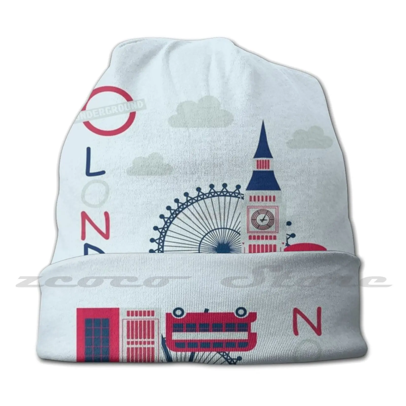 Vintage London Bridge United Kingdom Retro British Souvenir Uk Big Ben Gift Personalized Pattern Knit Hats Plus Size Elastic