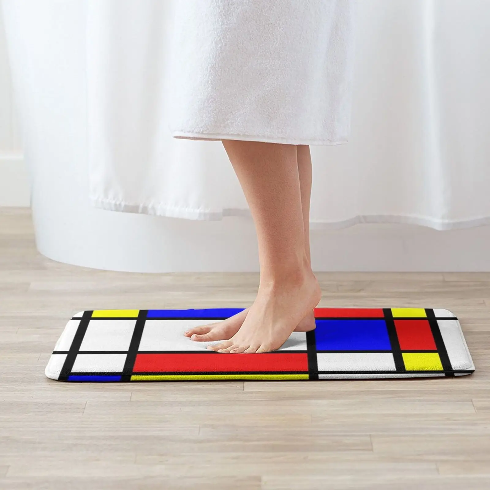 The Fake Mondrian Mat Rug Carpet Anti-Slip Floor Mats Bedroom Matrix Fine Art Finest Art Luxury Geometric Geometric Art Dutch