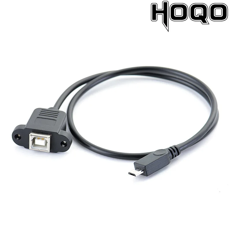 10PCS Extension Cable 50cm Micro USB 2.0 Male Connector To Printer Type B Female Connecter with Screws Panel Mount Hole