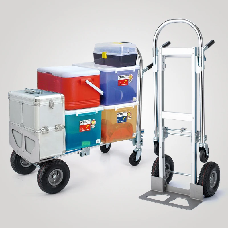 Przenośny wózek logistyczny ze stopu aluminium wózek na zakupy płaski wózek na zakupy przyczepa składany wózek może wytrzymać 250kg lub 350kg