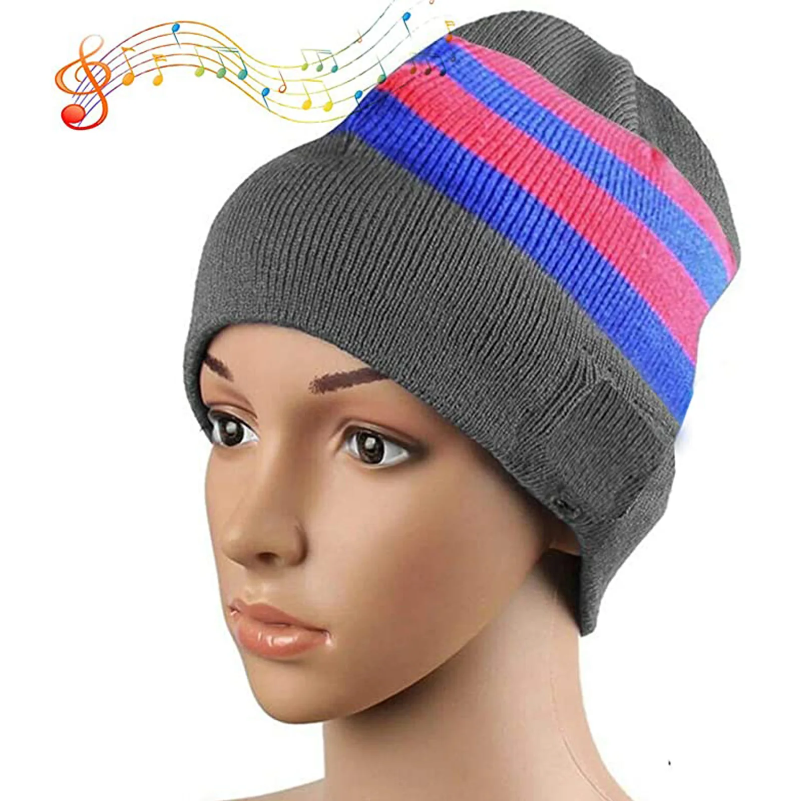 Music Hat Wireless Earphone Sport Headphone Smart Headset Unisex Winter Warm Knit Musical Beanie Cap for Men Women Girls Boys