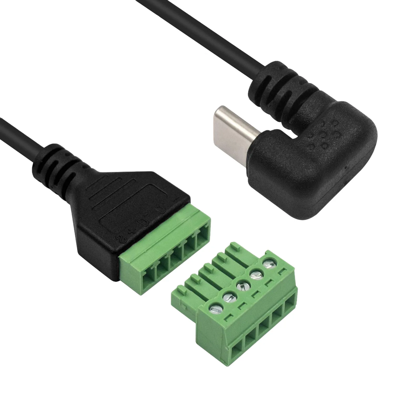 USB 3.1 유형 C 180 도 각도 U 모양 남성 5 핀/웨이 볼트 나사 실드 터미널 USB-C 플러그 형 어댑터 케이블