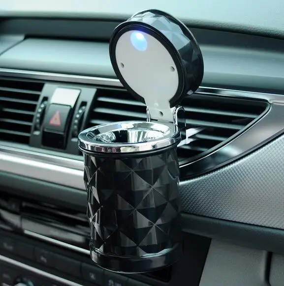 Car Black Led Trash Can Garbage Holder Ashtray Storage Bag Accessories Auto Door Seat Back Visor Trash Paper Dustbin