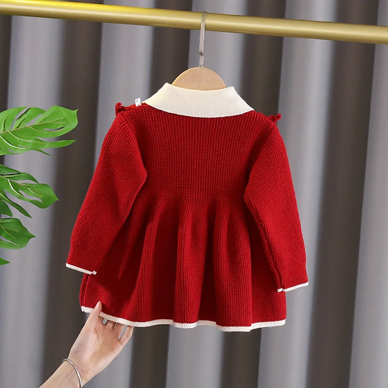 Spring girls baby clothes kids Christmas birthday gift dresses for toddler girls baby clothing knitted sweater pullover dress