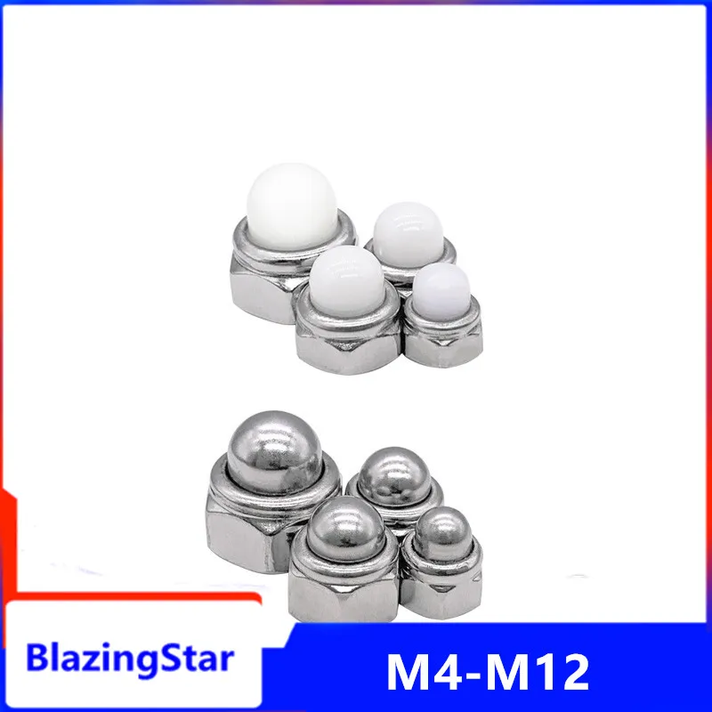 

2/10X M4 M5 M6 M8 M10 M12 304 Stainless Steel Acorn Cap Cover Dome Hex Hexagon Nylon Insert Lock Nut Self-locking Nylock Locknut