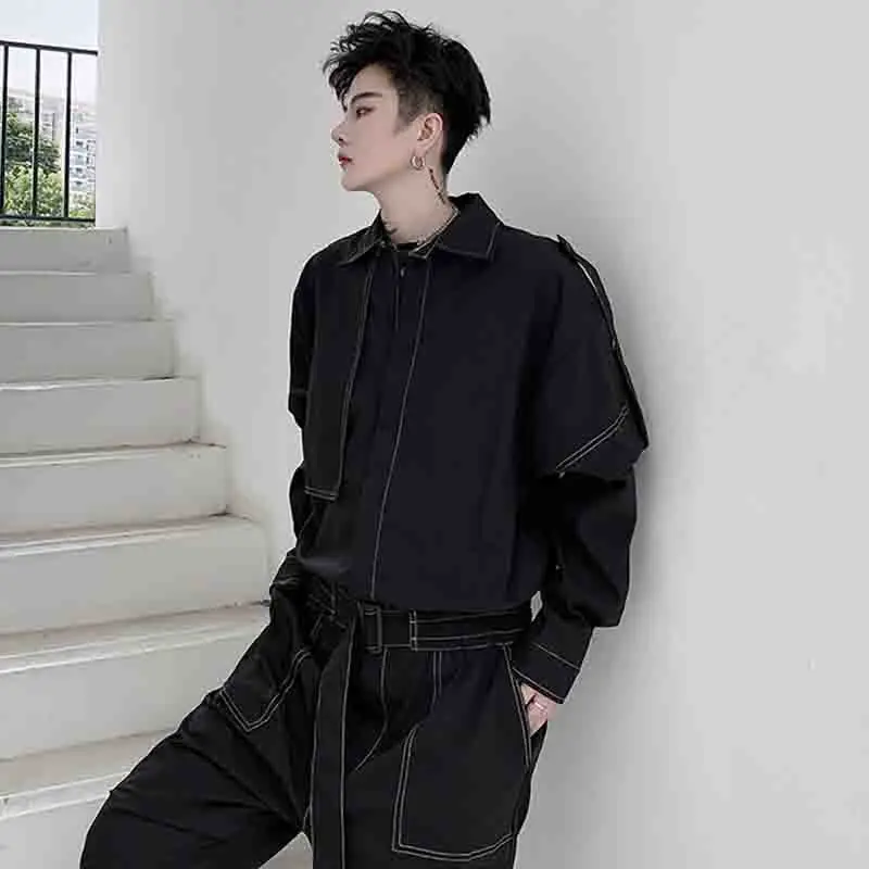 Men's Jumpsuit Spring And Autumn New Style Personality Stitching Work Style Fashion Youth Leisure Loose Large Size Jumpsuit