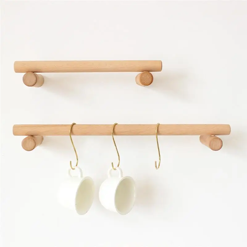 1pc 30cm 45cm Simple Clothes Hanger Wood Single Towel Bar No Punch Storage Rack Towel Hanger For Bathromm Kitchen Home Towel