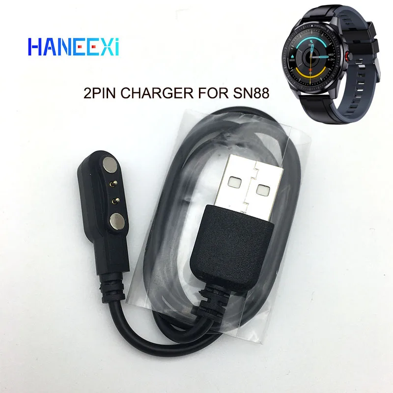 high quality Magnetic 2pin Charger Cable For SN88 SN80 Smart Watch bracelet Black Power Chargers charging data Cables