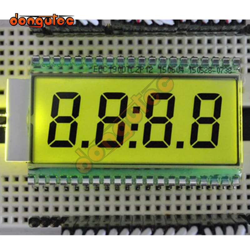 EDC190 40PIN TN Positive 4 Digits Segment LCD Display Panel Yellow Green Backlight 3V Digital Tube Clock Display