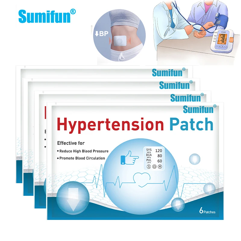 

Sumifun 6pcs/bag Anti Hypertension Patch Control High Blood Pressure Clean Blood Vessel Reduce Sugar Diabetes Herbal Plaster