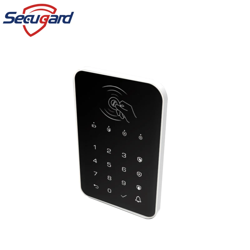 Teclado inalámbrico para el hogar, almohadilla táctil negra de 433MHz, compatible con tarjeta RFID recargable, sistema de alarma de seguridad