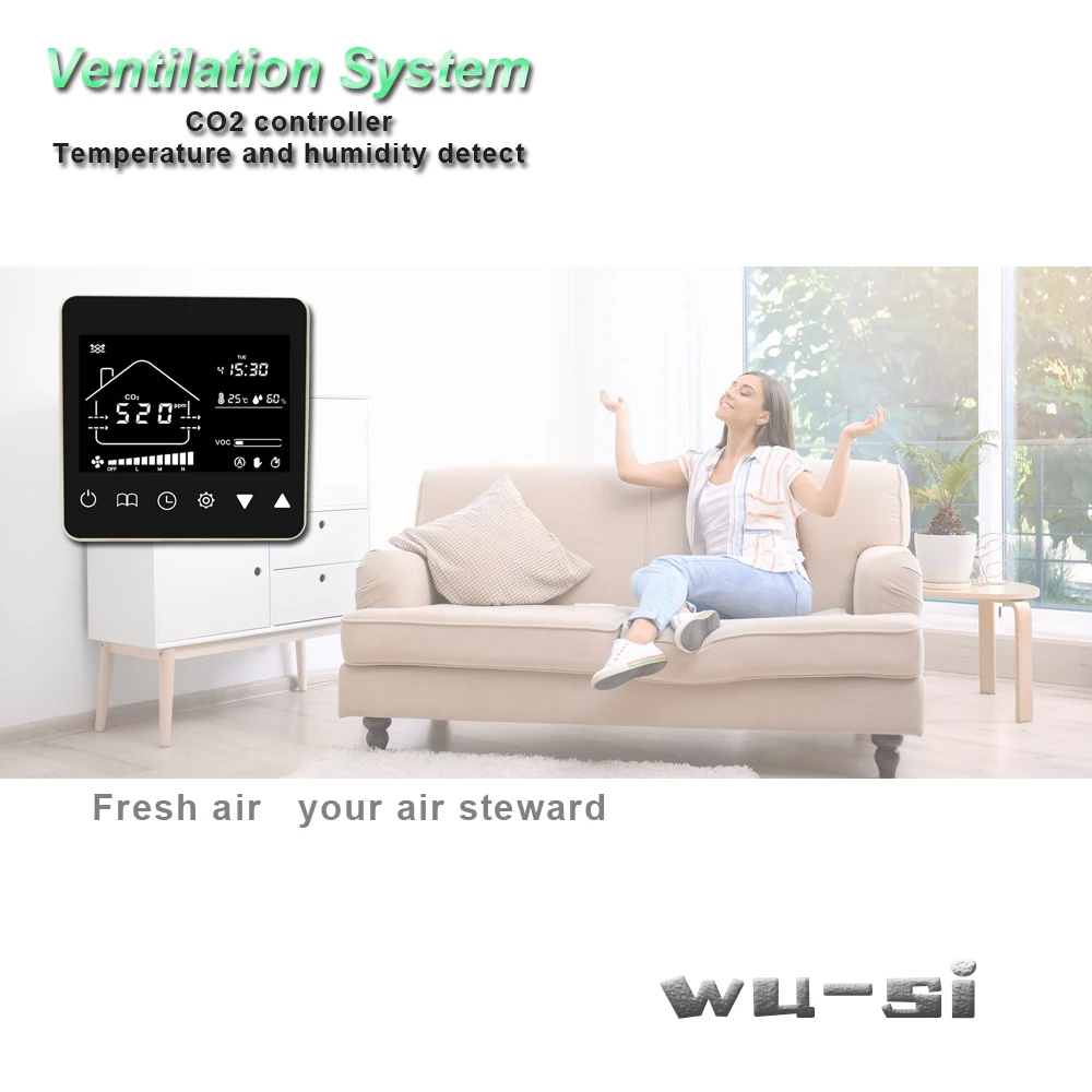 Co2 tester control ventilation system,with remote control 3 speed relay output regulator