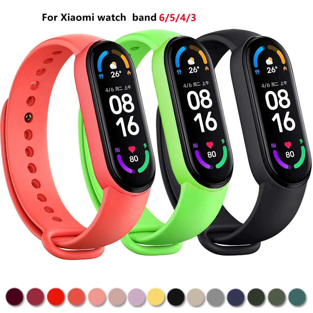 

Strap for Xiaomi Mi Band 6 bracelet Sport silicone watch wristband Miband band6 band4 wriststrap For Xiaomi mi band 3 4 5 strap