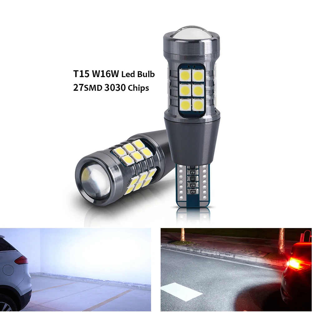 2pcs Superbright T15 W16W WY16W Car Led Light 3030 SMD Canbus No Error For Auto Interior Reverse Brake Lamp 6000k Red Diode Bulb