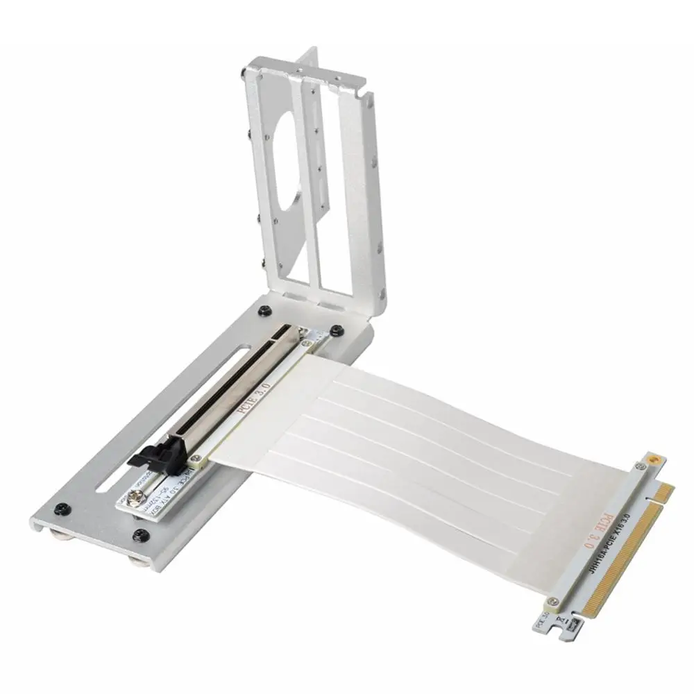 Silver White PCI-E Graphics Card Vertical Bracket GPU Holder + GEN3 PCIe 3.0 16X Riser Extension Cable 10~100CM