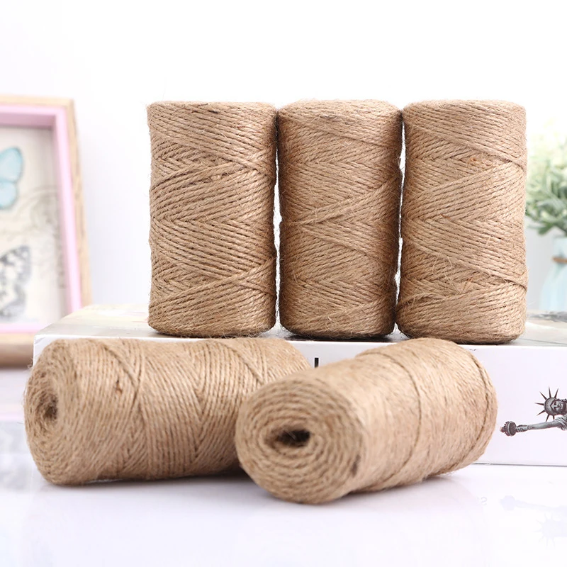 1Roll100m Natural Jute Hemp Rope Home Decoration Retro Style DIY Craft Cord Decorative Rope 1mm 2mm 3mm Diameter Handmade Gift