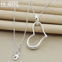 DOTEFFIL 925 Sterling Silver Heart Pendant Necklace 18 Inch Chain For Woman Fashion Wedding Engagement Party Charm Jewelry