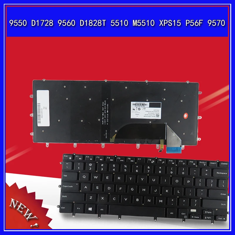 

Клавиатура для ноутбука DELL 9550 D1728 9560 D1828T 5510 M5510 XPS15 P56F 9570, сменная Клавиатура для ноутбука