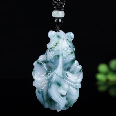 zheru jewelry natural colorful jade two-color goldfish pendant necklace exquisite jewelry best gift