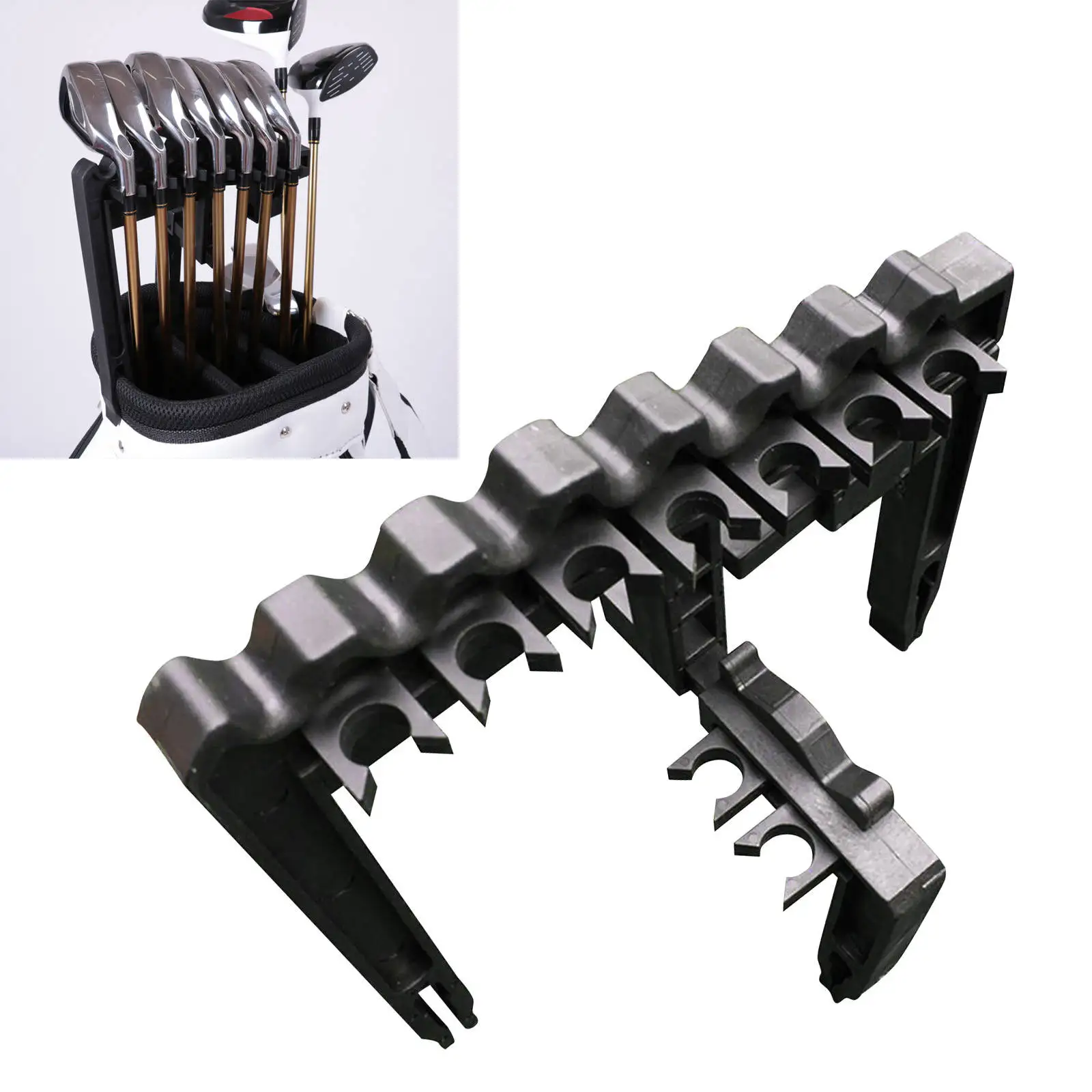 Golf Organizer for Bag Standing Rack Clip On Putter Golf Accessories Golf Clubs Holder for 9 Iron Club Outdoor Golf Bag Club