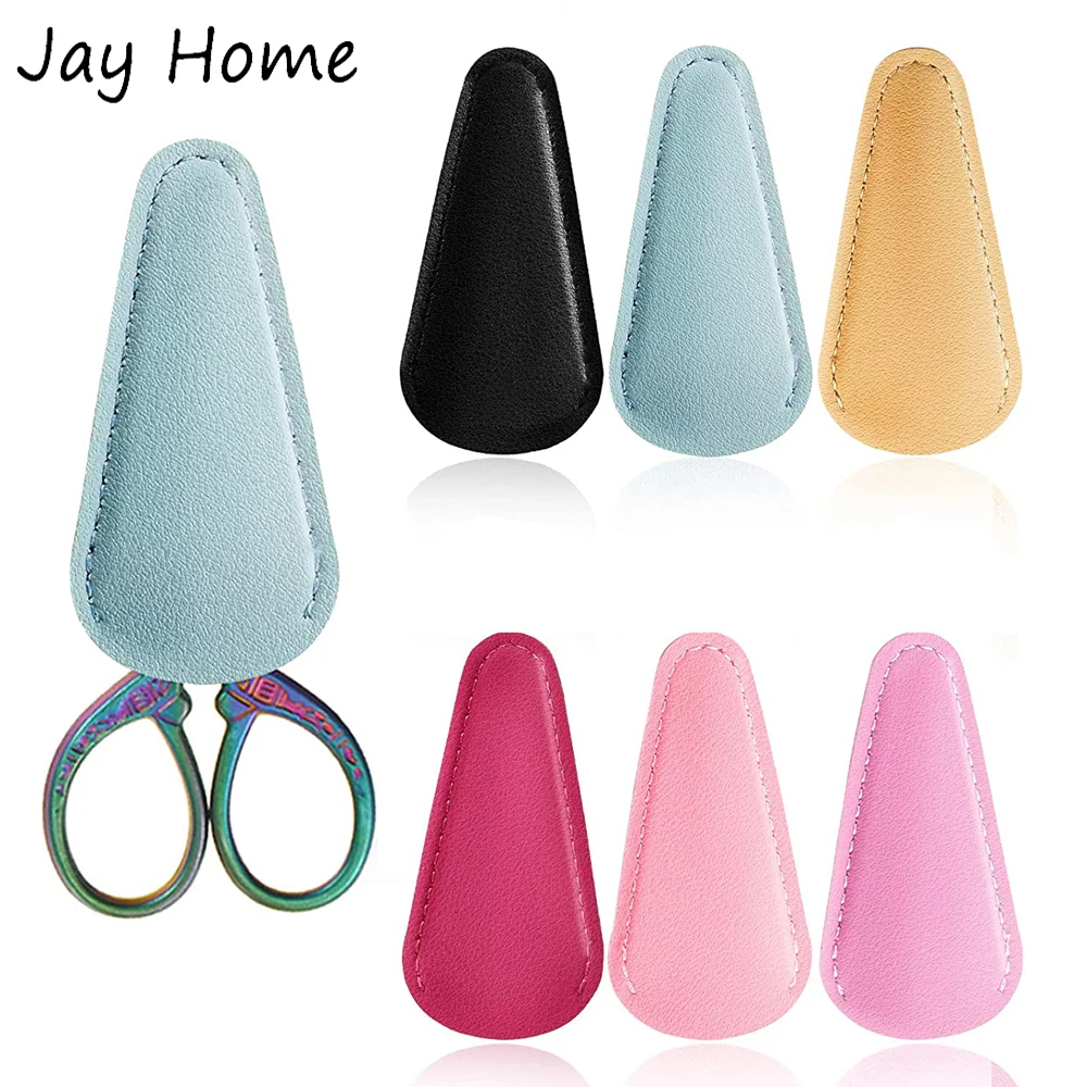 1PC Scissors Sheath Safety Leather Scissors Cover Protector Colorful Sewing Scissor Cover for Embroidery Sewing Quilting Crafts