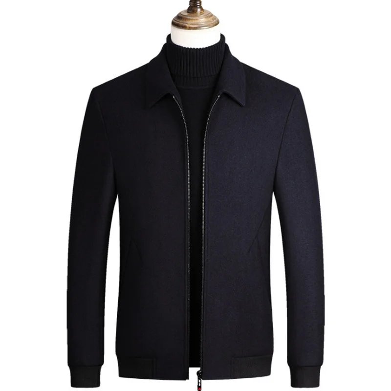 

Nice Spring Autumn Wool Coat Men Business Casual Woolen Jacket Slim Fit Solid Color Men Woolen Coat Zipper Jacket Male