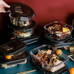 Children's Glass Lunch Box Food Storage Container Microwave Oven Lunch Box With Lid Large Capacity Office Worker Lunch Box