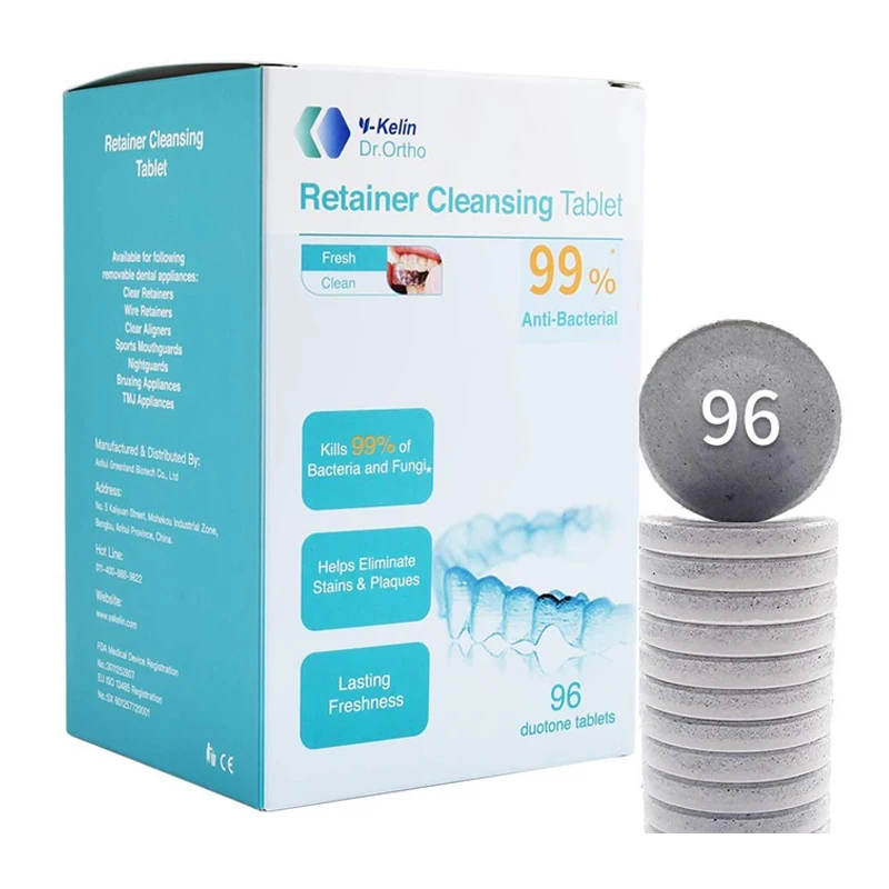 Y-Kelin Denture Retainer Cleansing Tablets for Cleaner Retainers and Dental Appliances Removes Bad Odors Discoloration Stains