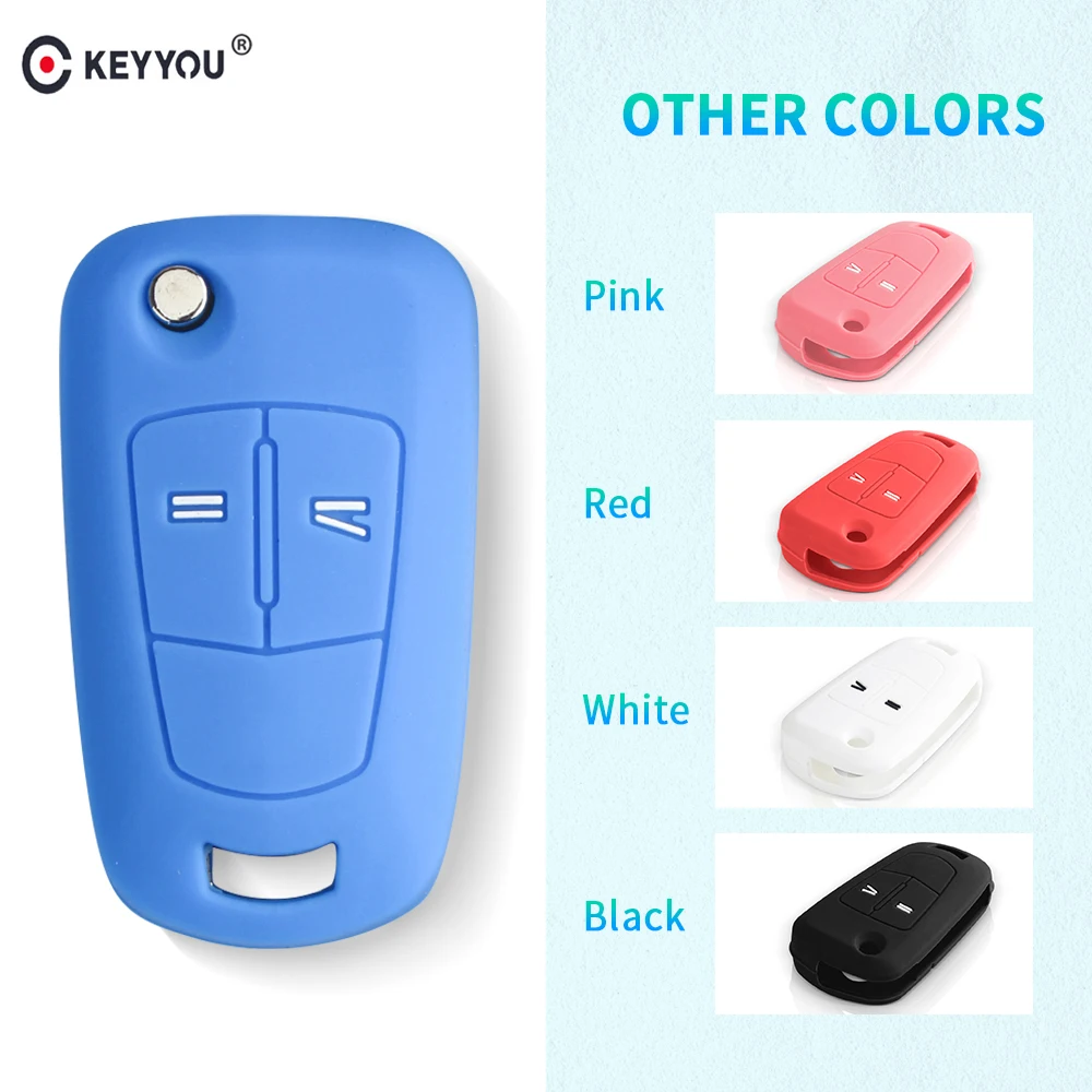 KEYYOU-Caso Chave de Silicone para Vauxhall, Opel, Corsa, Astra, Insignia, Vectra, Mokka, Zafira, 2 Botões Flip, Car Remote Key Fob Capa Bag
