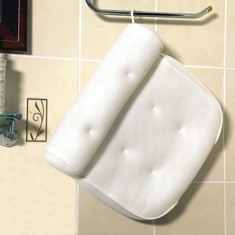 Spa Non-Slip Bath Pillow Cushioned Bath Tub Spa Pillow Bathtub Head Rest Pillow With Suction Cups For Neck Back Bathroom Supply